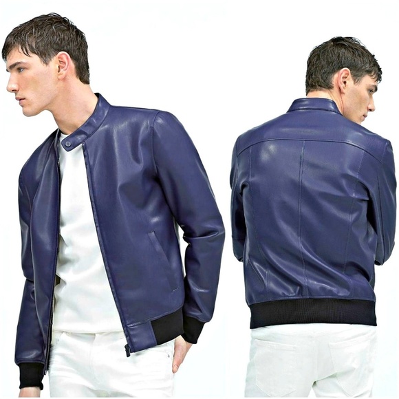 zara mens leather bomber jacket